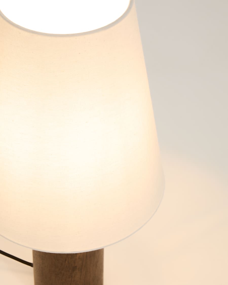Marga table lamp made from solid rubber wood with dark finish UK adapter