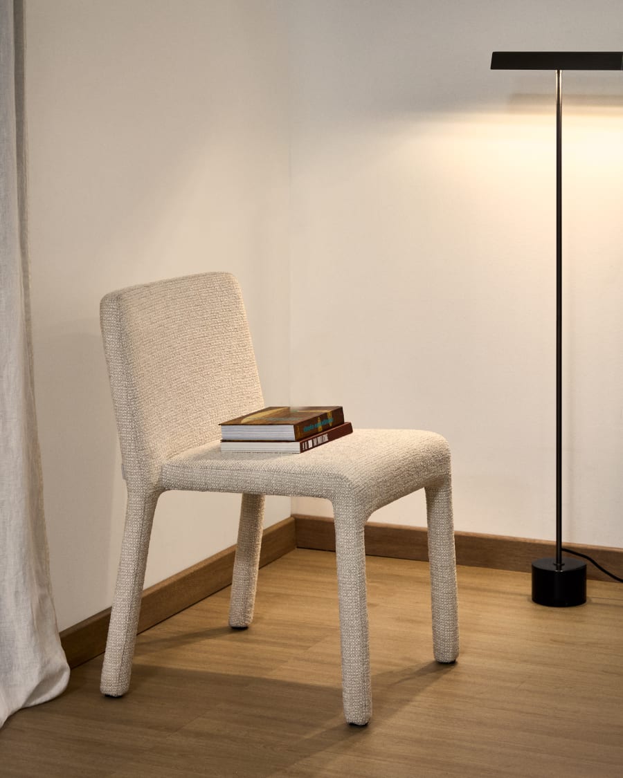 Sedia impilabile Loria in ciniglia beige