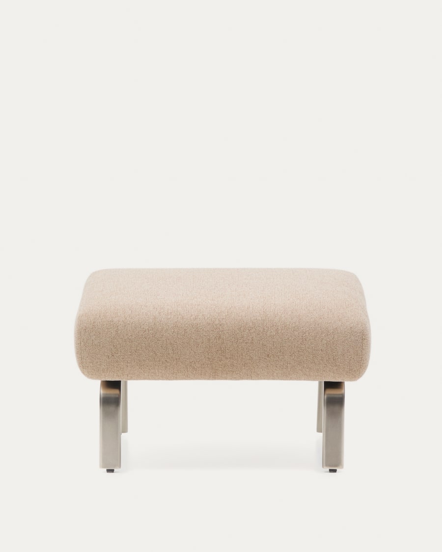 Amsen light brown footrest with brushed stainless steel legs 68 x 55 cm