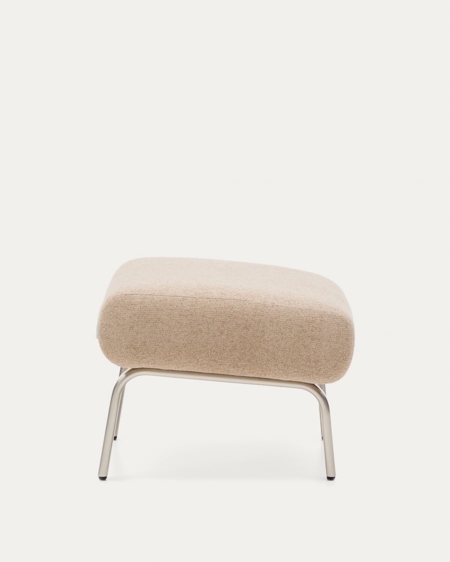 Amsen light brown footrest with brushed stainless steel legs 68 x 55 cm