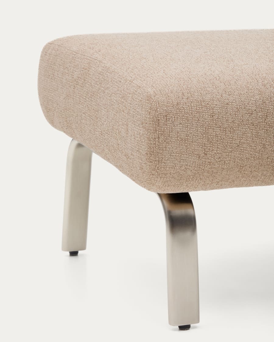Amsen light brown footrest with brushed stainless steel legs 68 x 55 cm
