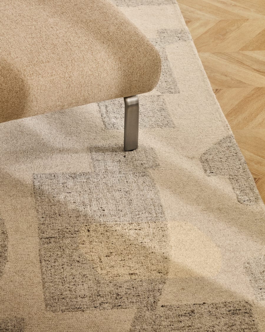 Amsen light brown footrest with brushed stainless steel legs 68 x 55 cm