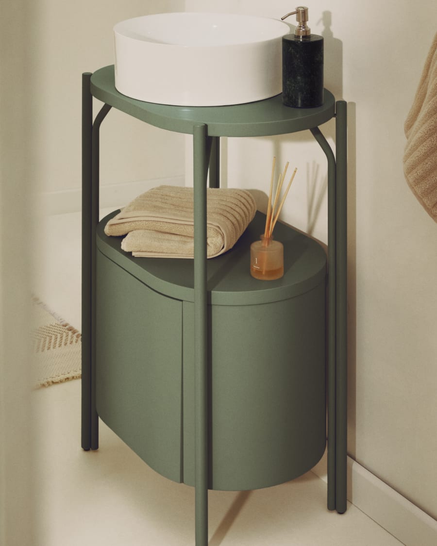 Badezimmermöbel Arely mit Stahlgestell und grün lackiertem MDF, 60 x 40 cm