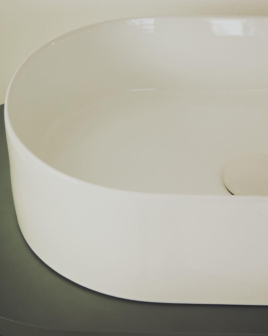 Ovara countertop basin in white glazed ceramic 50 x 31 cm