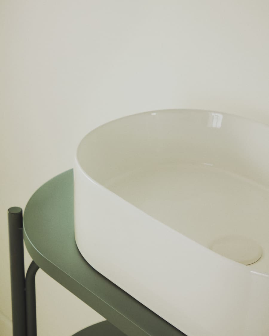 Ovara countertop basin in white glazed ceramic 50 x 31 cm