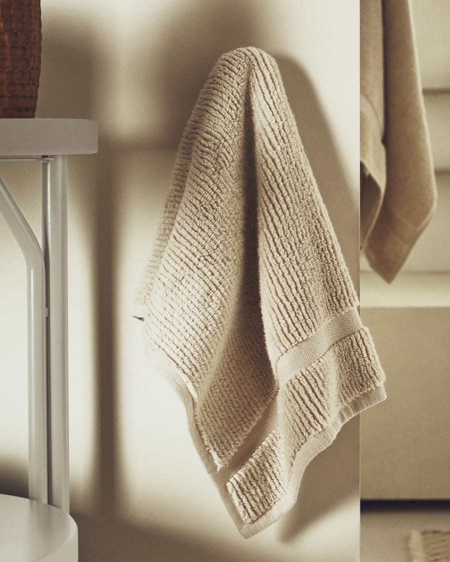 Serviette de toilette Olvira 100 % coton jacquard beige 50 x 90 cm