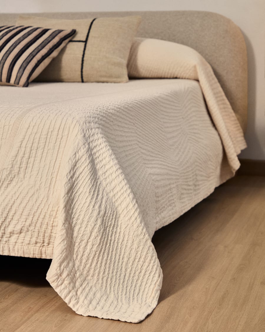 Zenti 100% cotton chenille bedspread in double sided zebra jacquard for 150/160 cm bed