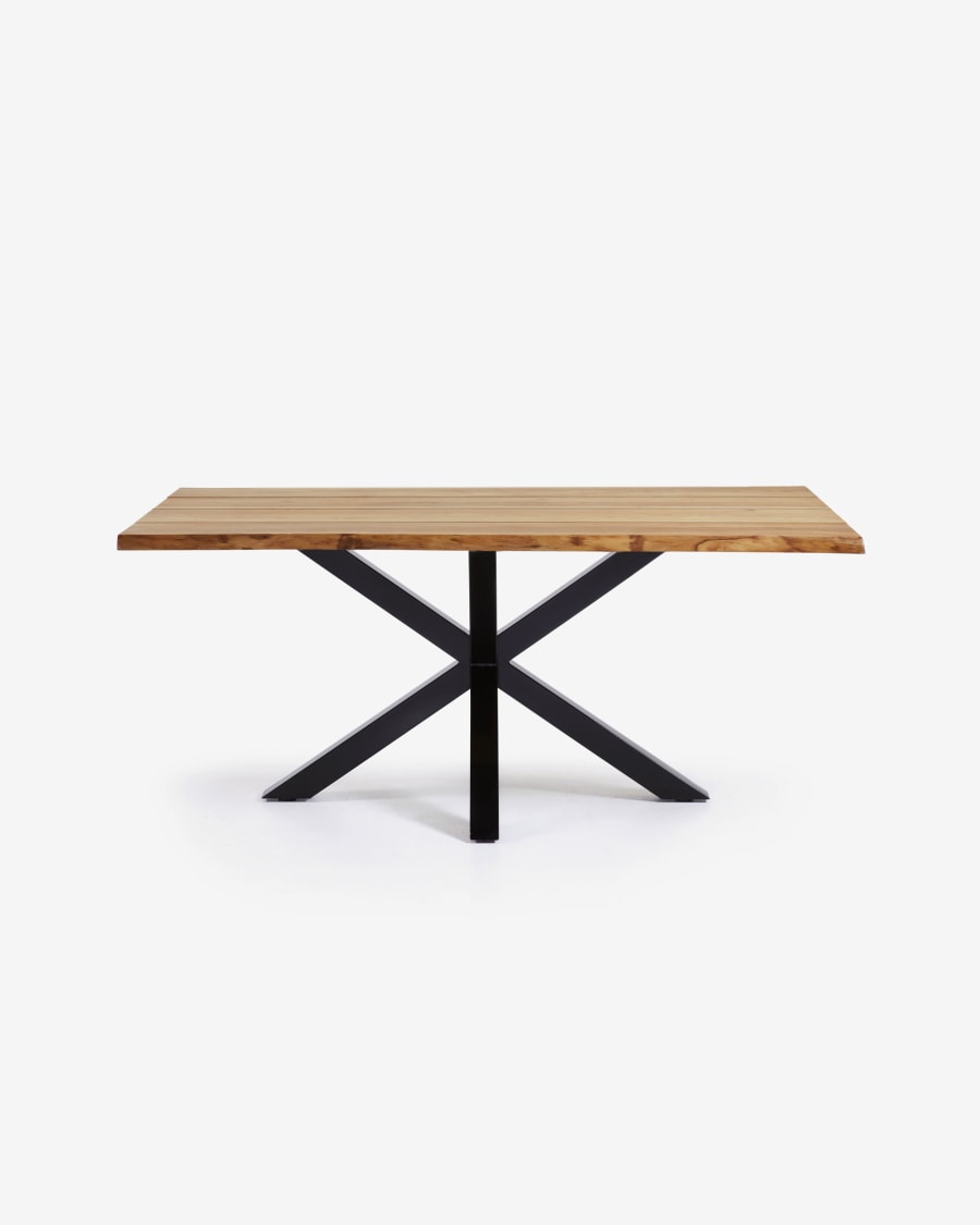 Argo oak veneer table with natural finish and steel legs with black finish 160 x 90 cm
