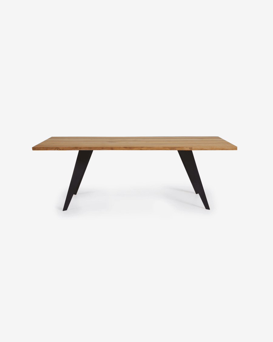 Koda oak veneer table with natural finish and steel legs with black finish 160 x 90 cm