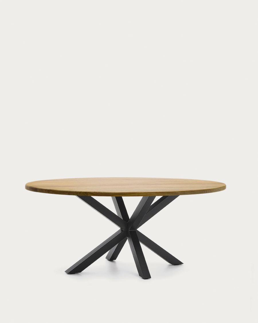 Argo oval table in solid acacia wood and steel legs with black finish Ø 200 x 100 cm
