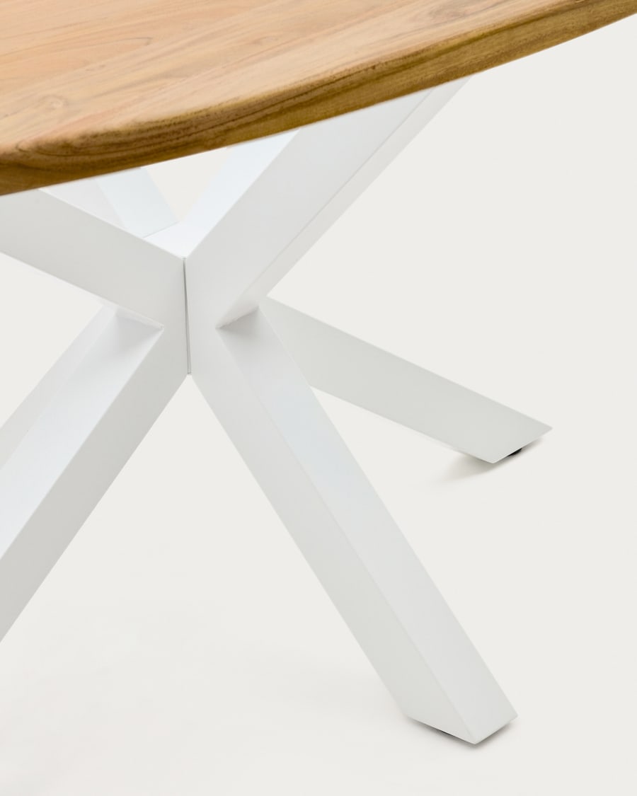 Ovaler Tisch Argo aus massivem Akazienholz mit Stahlbeinen mit weißem Finish Ø 200 x 100 cm
