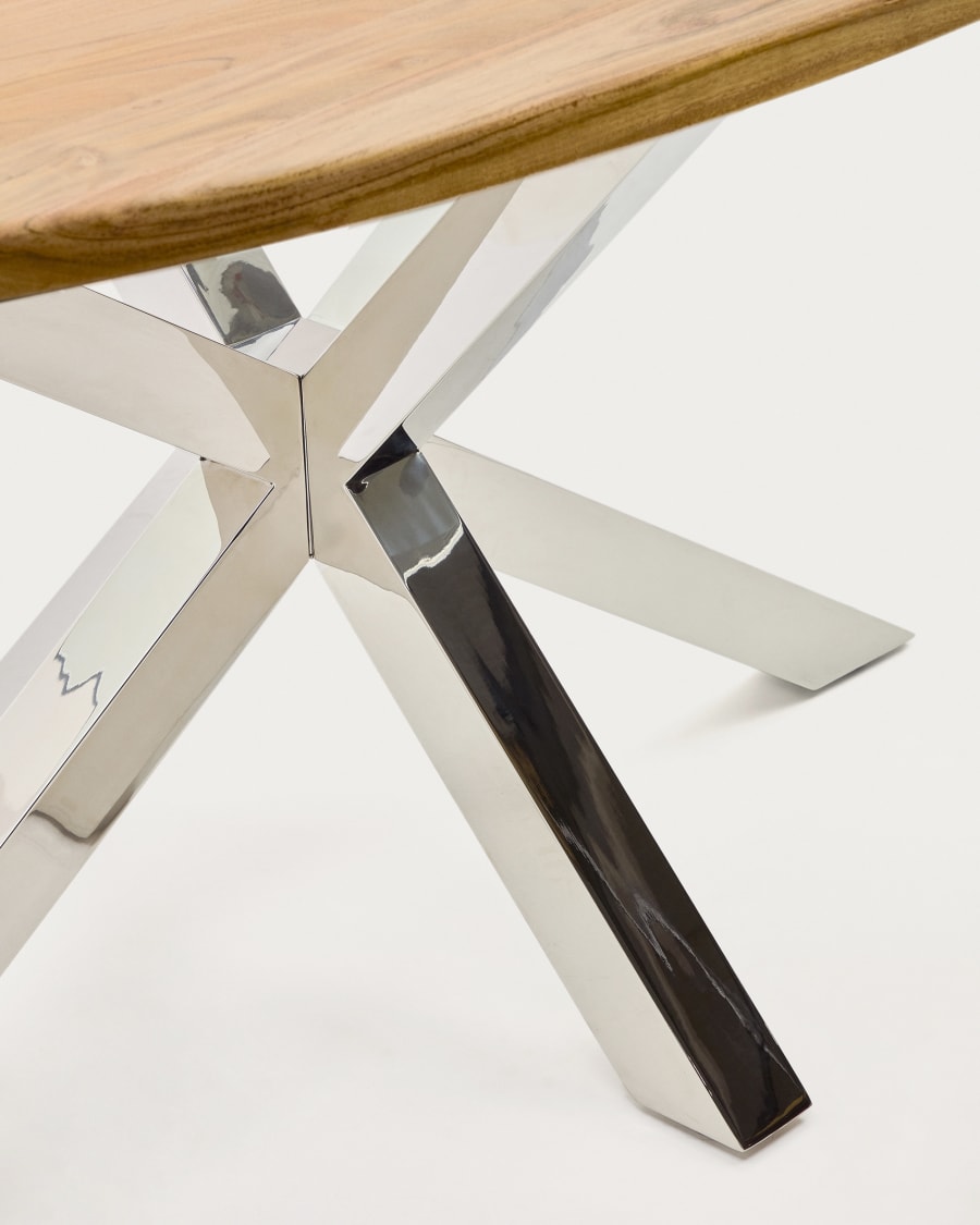 Table ovale Argo en bois d’acacia et pieds en acier inoxydable Ø 200 x 100 cm