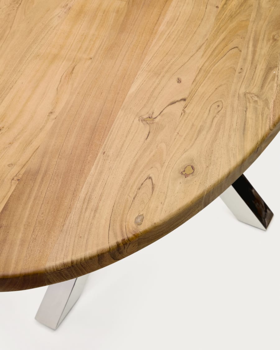 Table ovale Argo en bois d’acacia et pieds en acier inoxydable Ø 200 x 100 cm