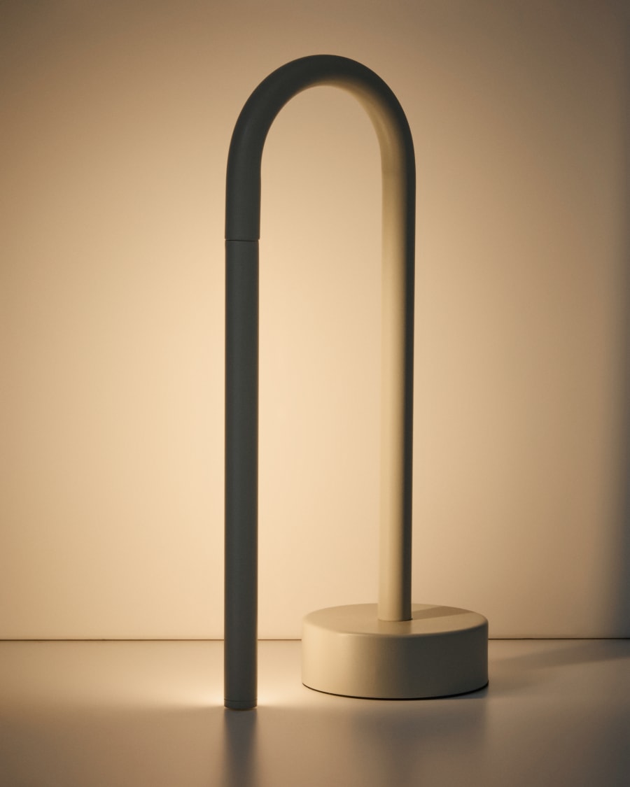 Lampe de table portable Bow en aluminium gris