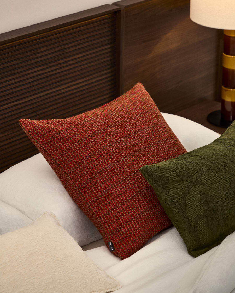 Housse de coussin Nuval en tissu structuré rouge 50 x 50 cm
