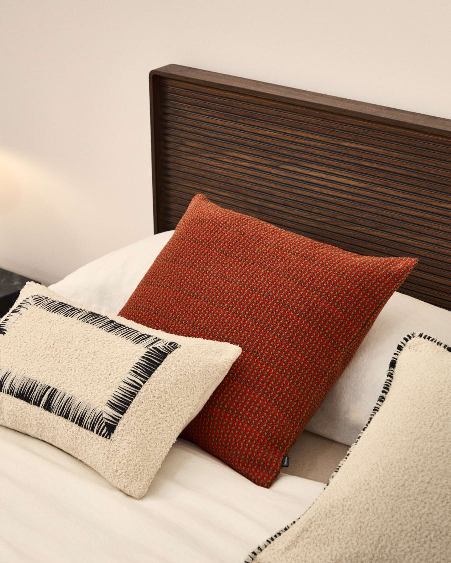 Housse de coussin Nuval en tissu structuré rouge 50 x 50 cm
