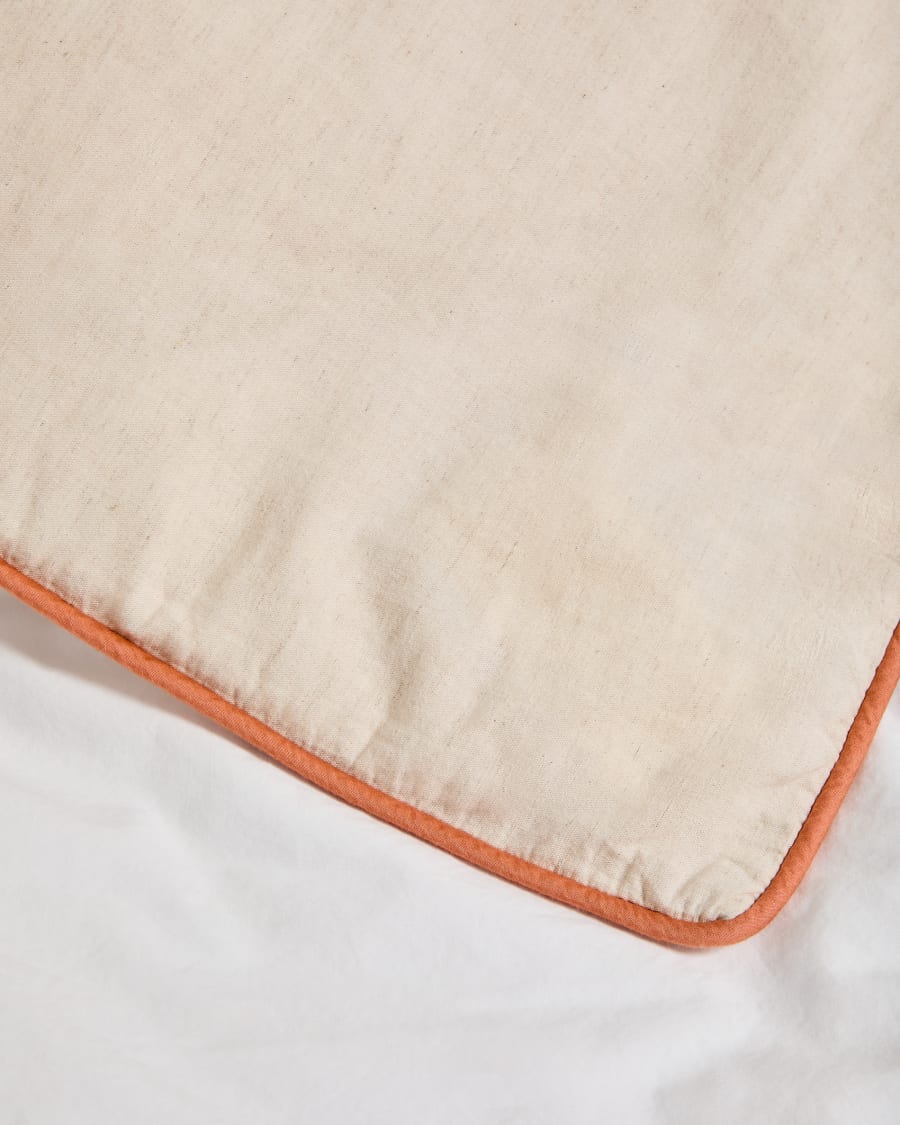 Set Virelda con copripiumino e federa in cotone e lino beige con ricamo per letto da 150 cm