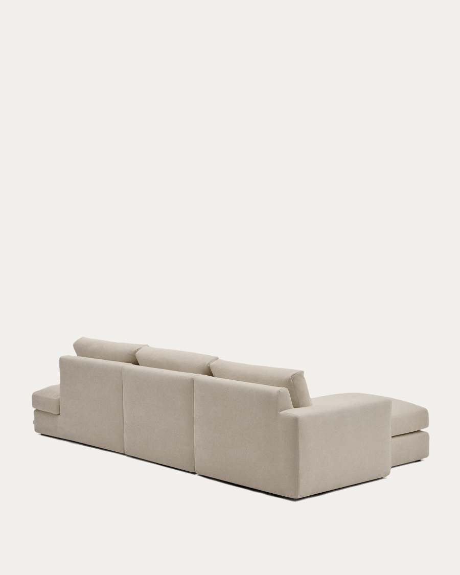 Alea removable cover modular sofa 5-seater in light brown chenille left chaise longue 340 cm