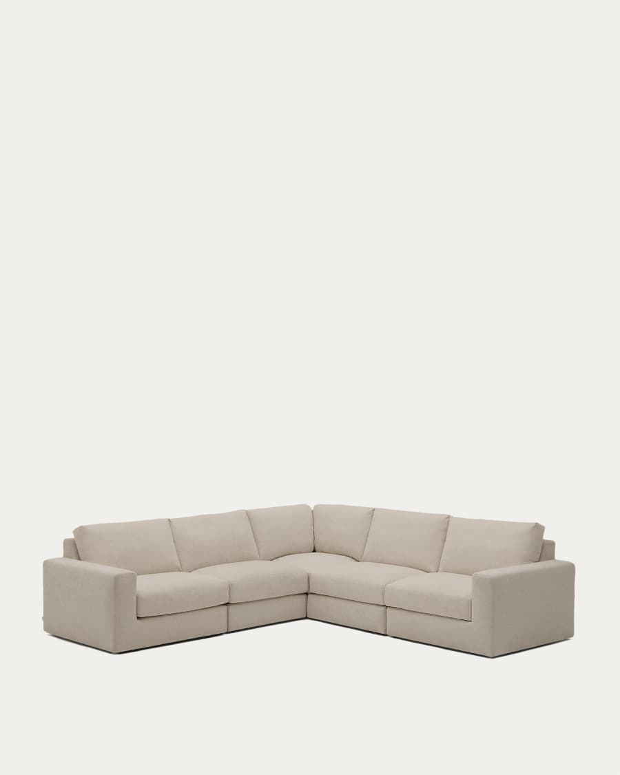 Alea removable cover modular sofa 5-seater in light brown 310 x 310 cm