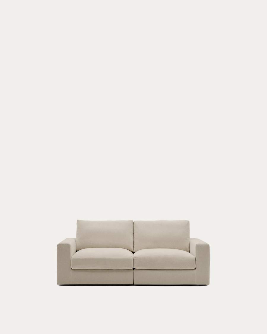 Alea removable cover modular sofa 3-seater in light brown chenille 220 cm
