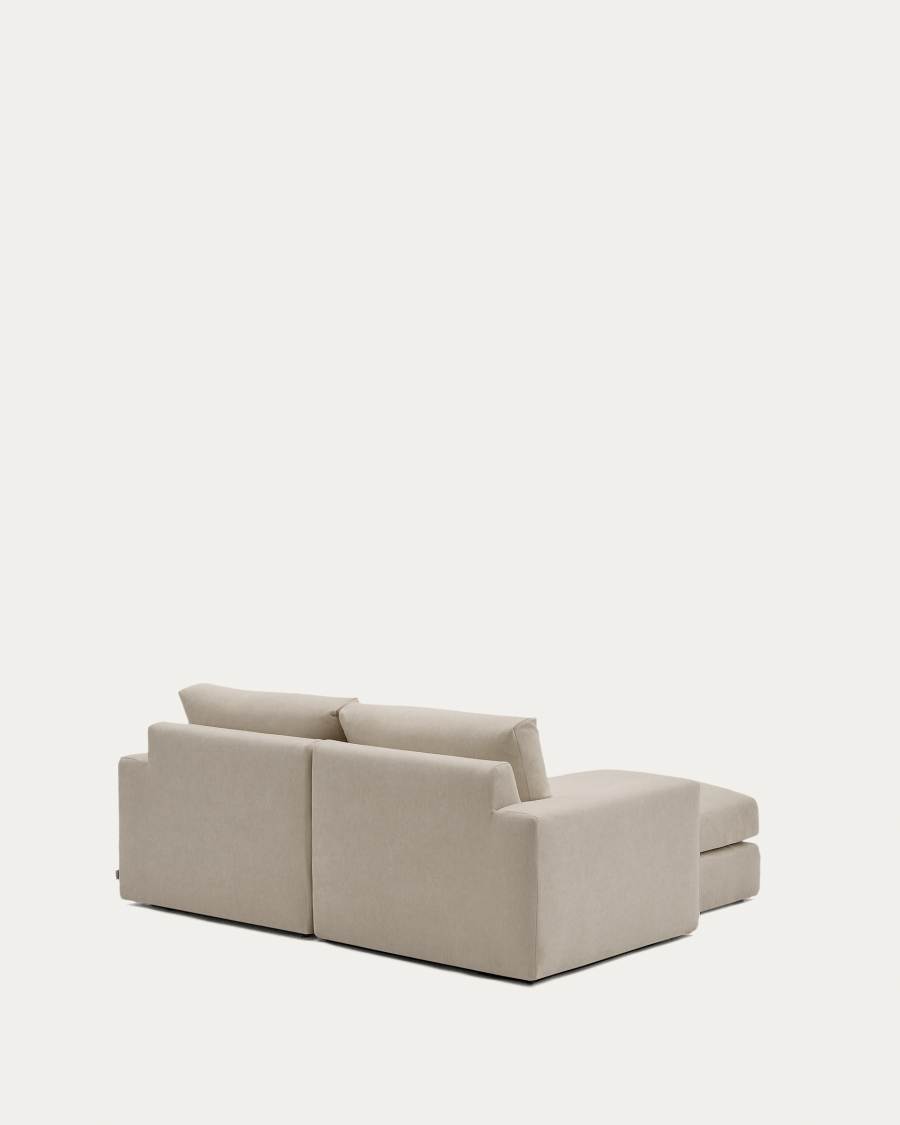 Alea removable cover modular sofa 3-seater in light brown chenille left chaise longue 220 cm