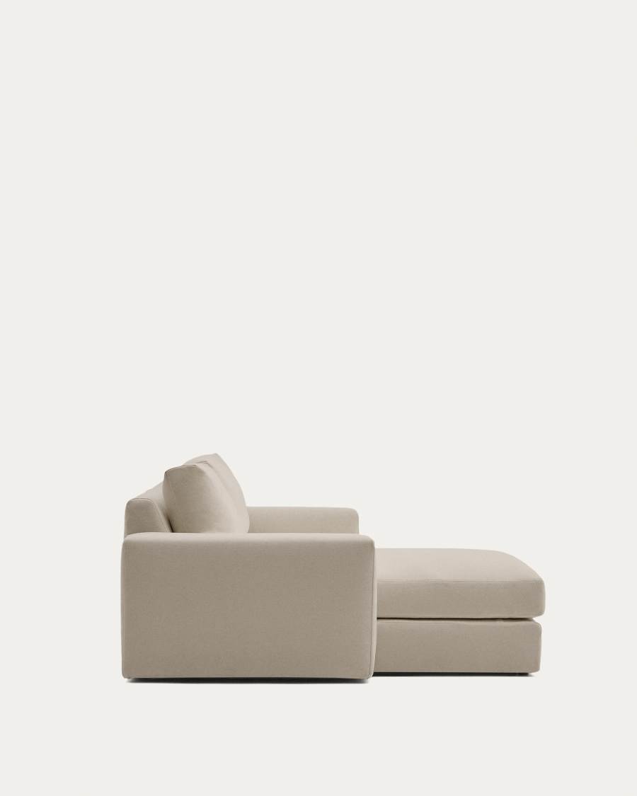 Alea removable cover modular sofa 3-seater in light brown chenille left chaise longue 220 cm