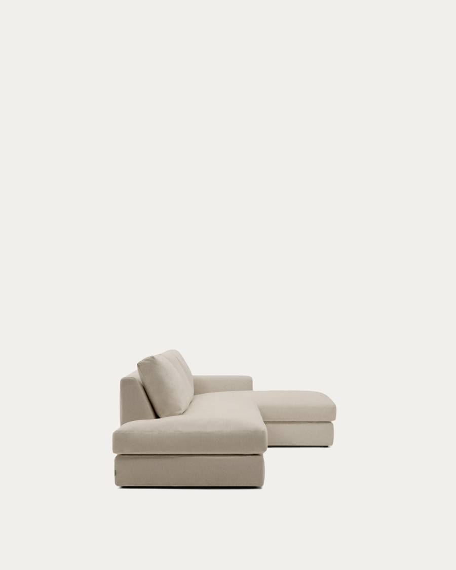 Alea removable cover modular sofa 5-seater in light brown chenille right chaise longue 340 cm