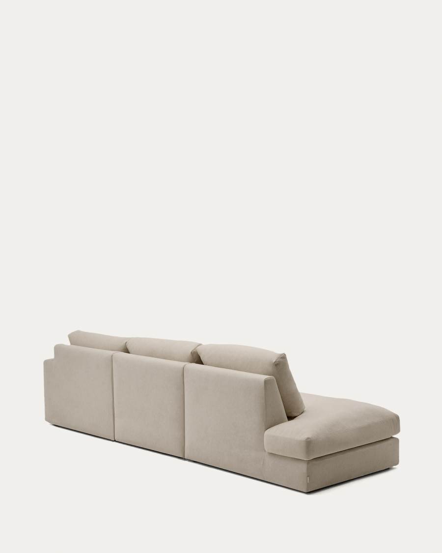 Alea removable cover modular sofa 5-seater in light brown chenille right chaise longue 340 cm