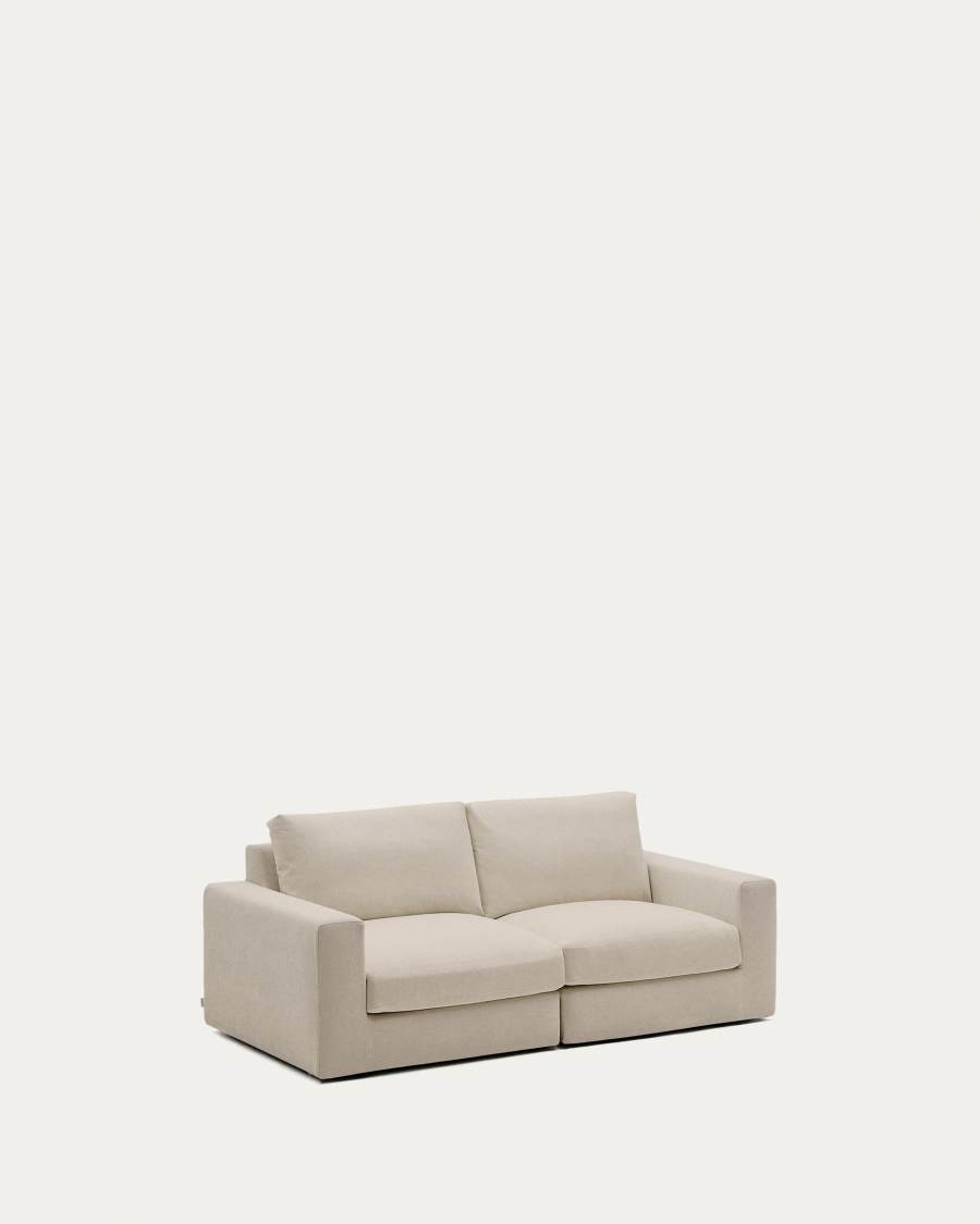 Alea removable cover modular sofa 3-seater in light brown chenille 220 cm