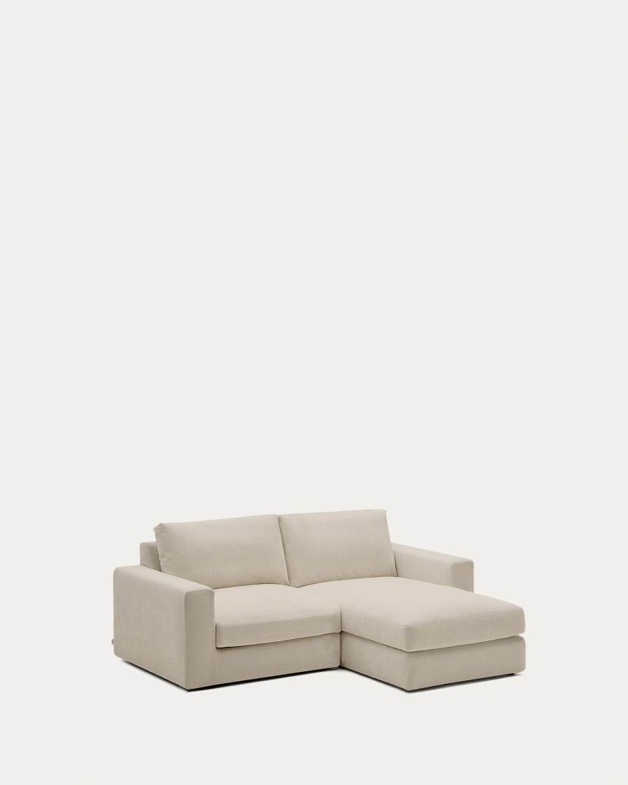 Alea removable cover modular sofa 3-seater in light brown chenille right chaise longue 220 cm