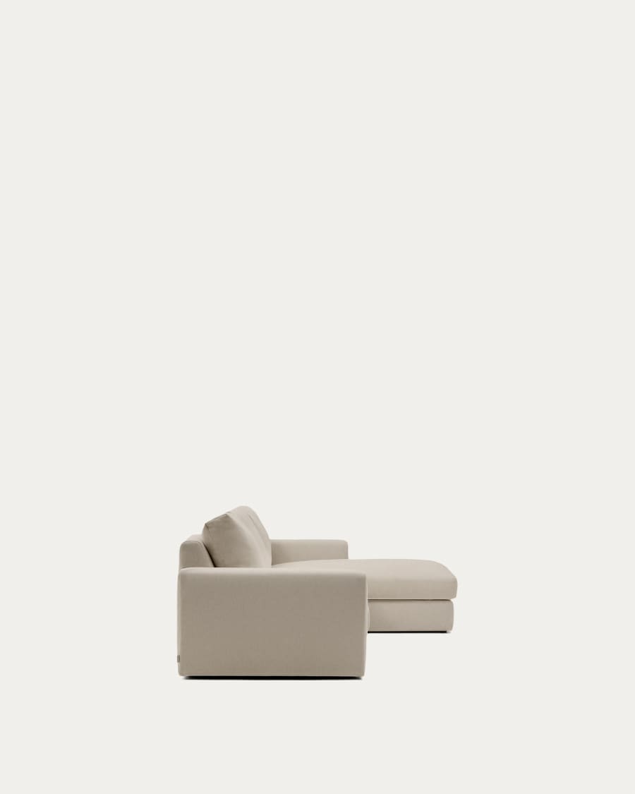 Alea removable cover modular sofa 4-seater in light brown chenille right chaise longue 310 cm
