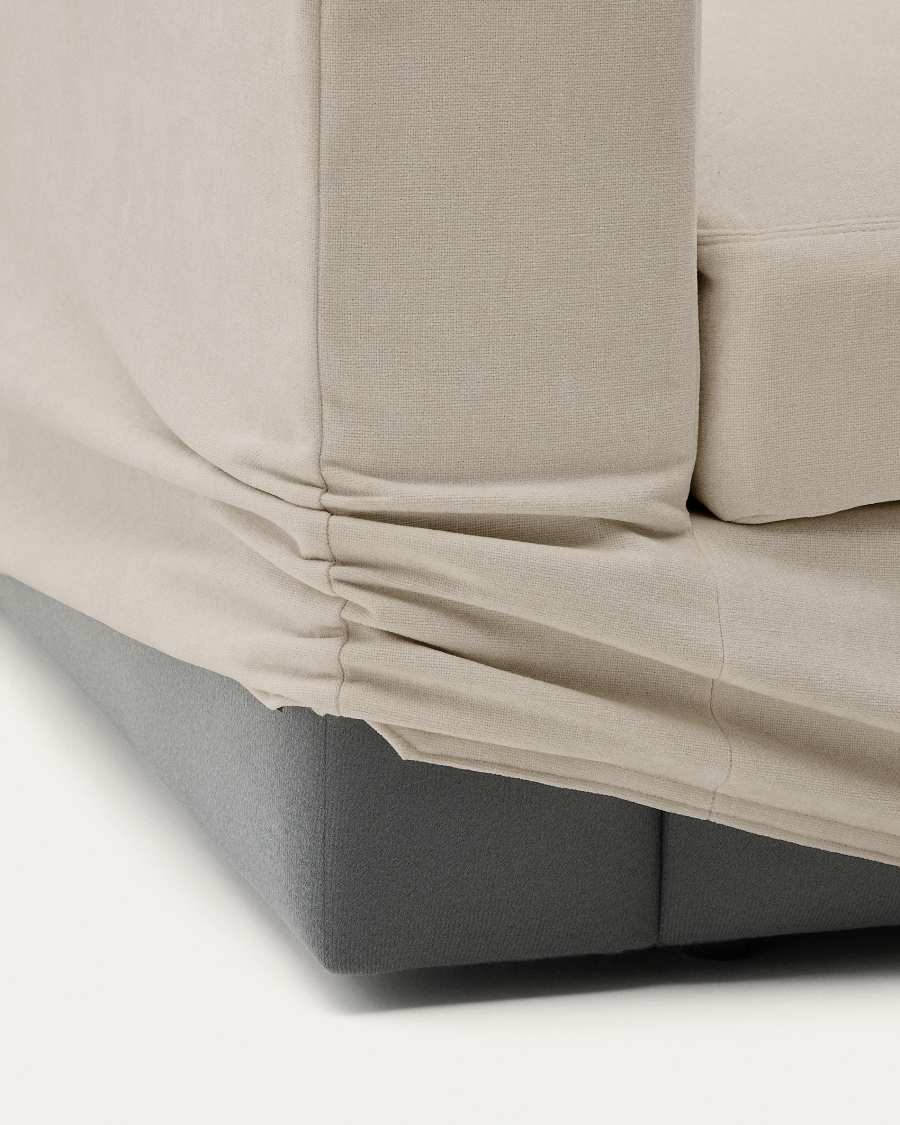 Alea removable cover footrest in light brown chenille 90 x 90 cm