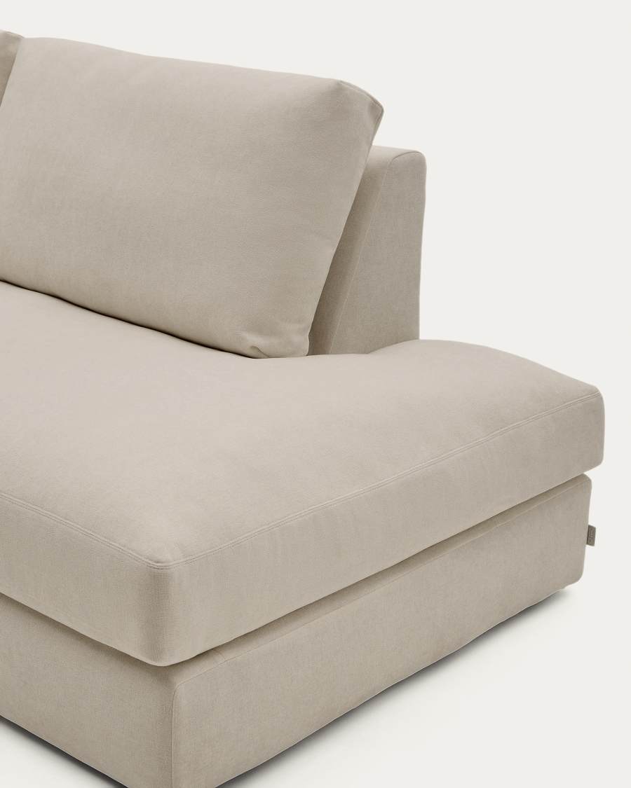 Alea removable cover modular sofa 5-seater in light brown chenille left chaise longue 340 cm