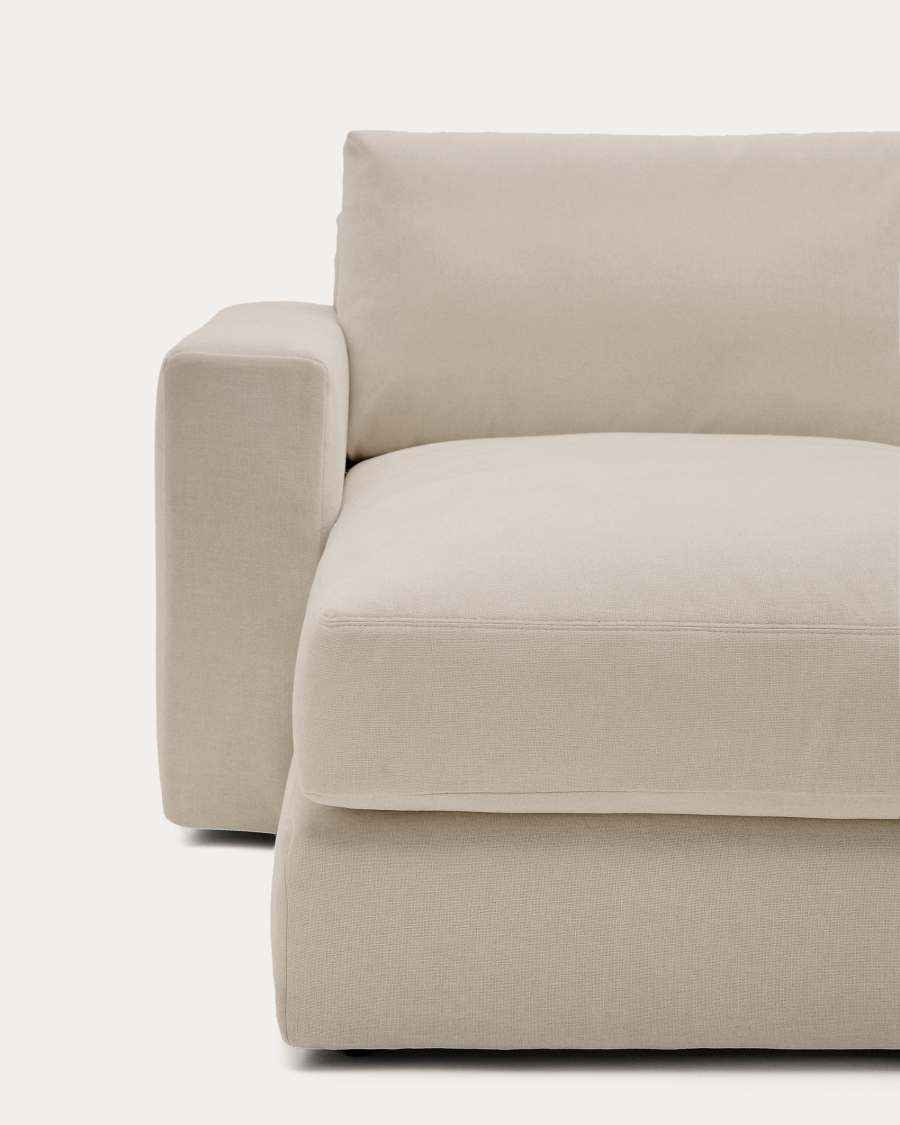 Alea removable cover modular sofa 4-seater in light brown chenille left chaise longue 310 cm