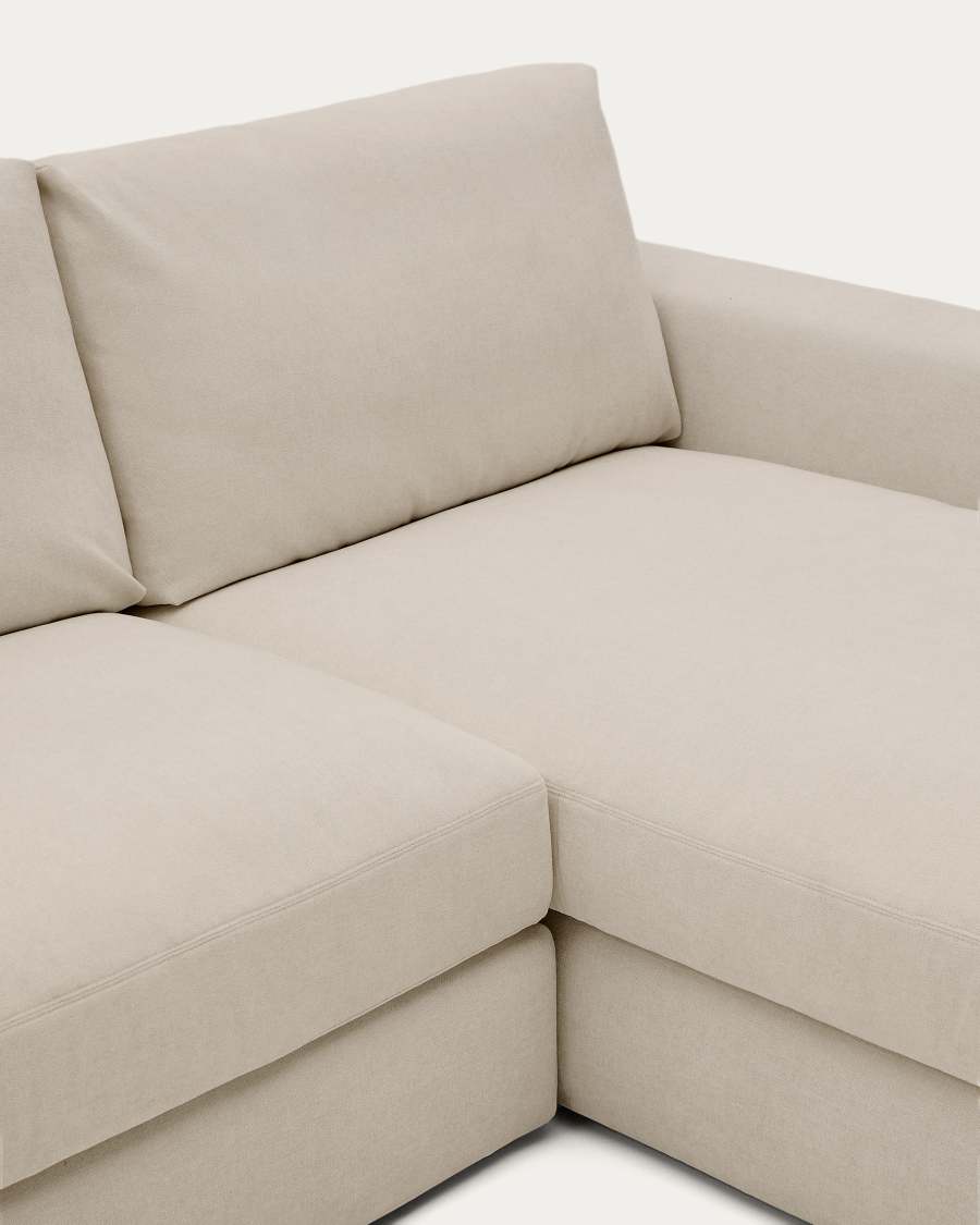 Alea removable cover modular sofa 5-seater in light brown chenille right chaise longue 340 cm