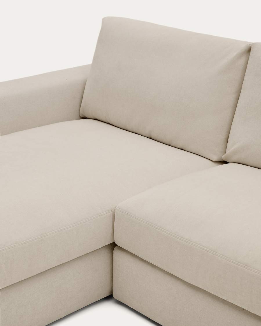 Alea removable cover modular sofa 5-seater in light brown chenille left chaise longue 340 cm