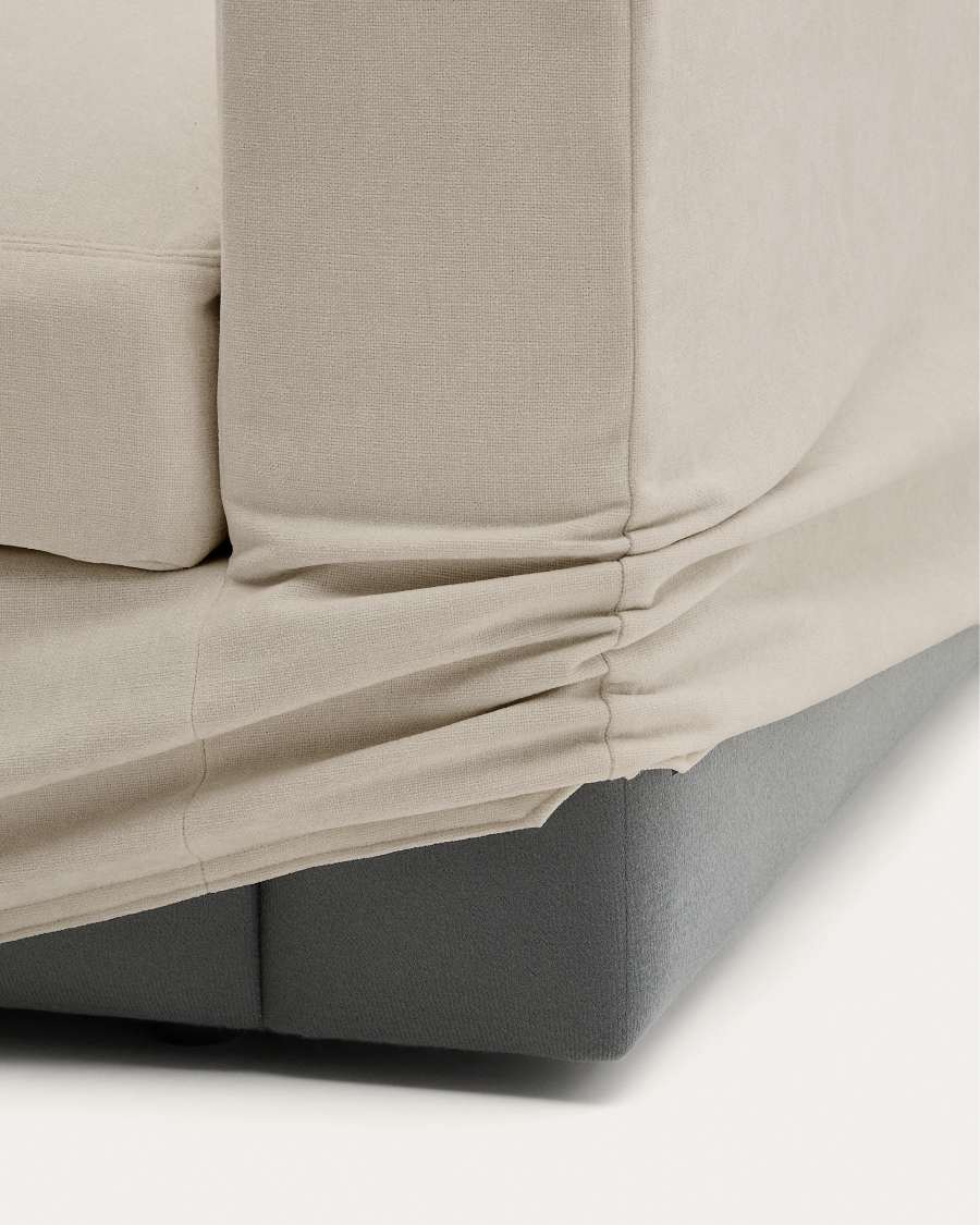 Alea removable cover modular sofa 5-seater in light brown chenille left chaise longue 340 cm