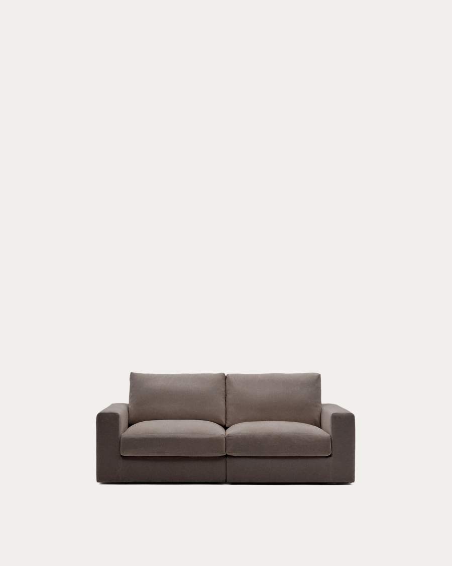Alea removable cover modular sofa 3-seater in dark brown chenille 220 cm
