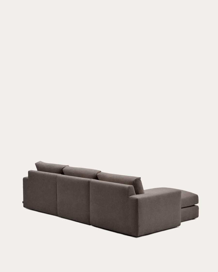 Alea removable cover modular sofa 4-seater in dark brown chenille left chaise longue 310 cm