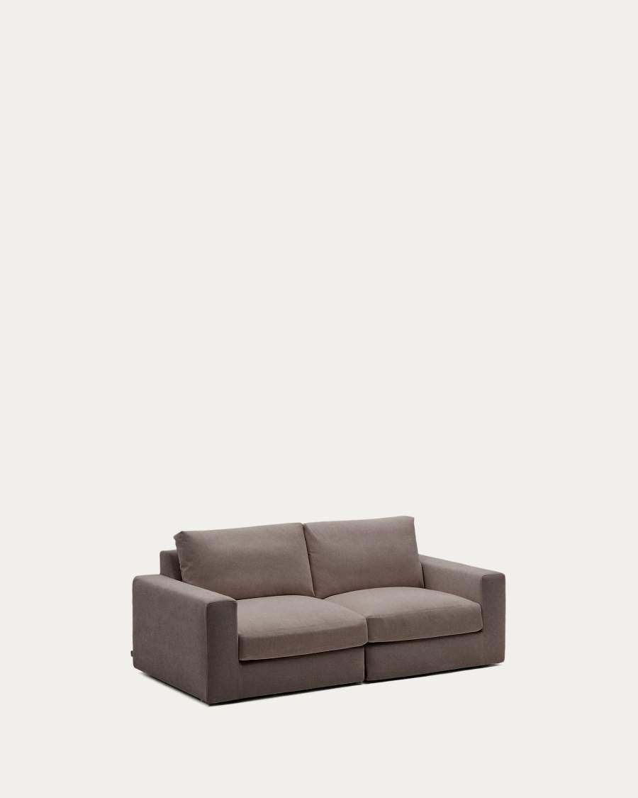 Alea removable cover modular sofa 3-seater in dark brown chenille 220 cm