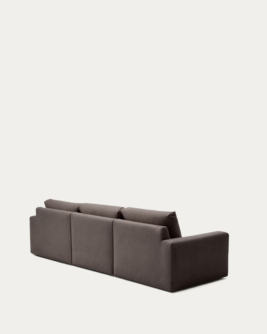 Alea removable cover modular sofa 4-seater in dark brown chenille right chaise longue 310 cm
