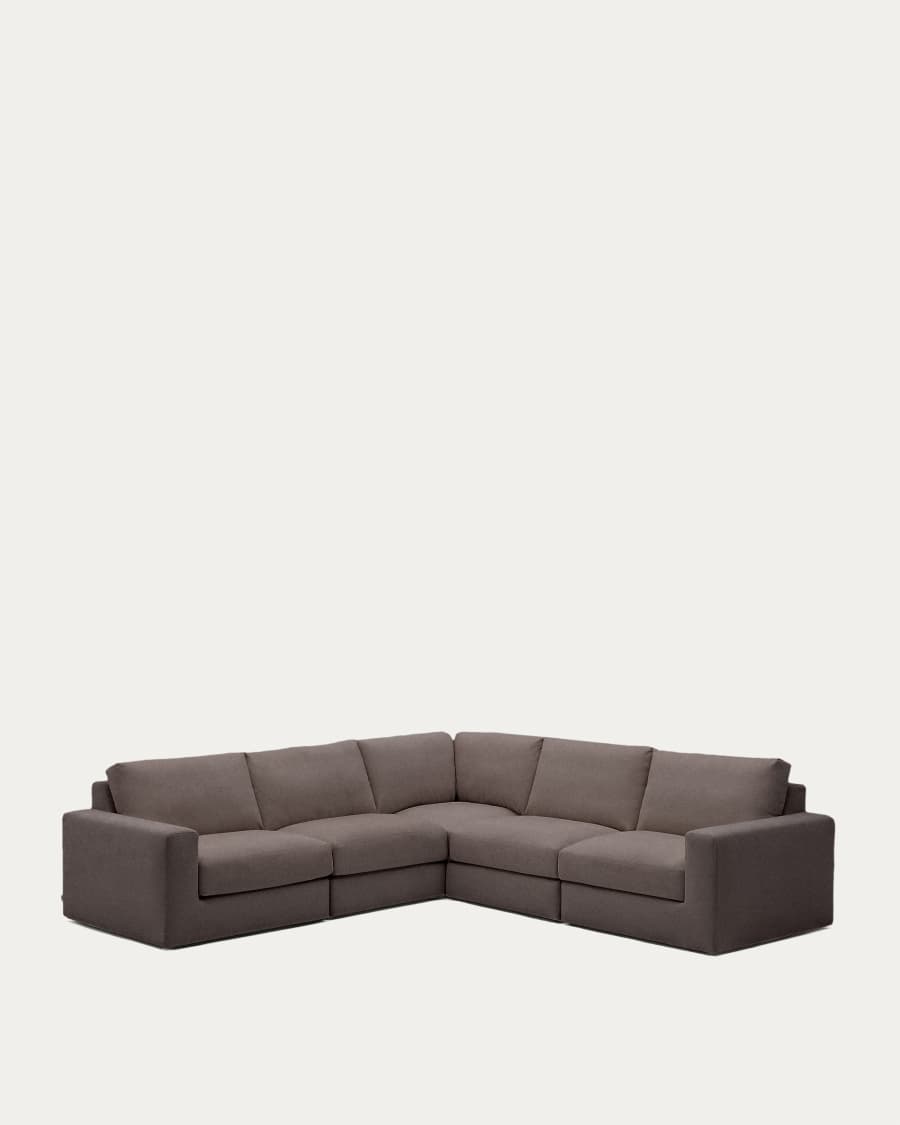 Alea removable cover modular sofa 5-seater in dark brown 310 x 310 cm
