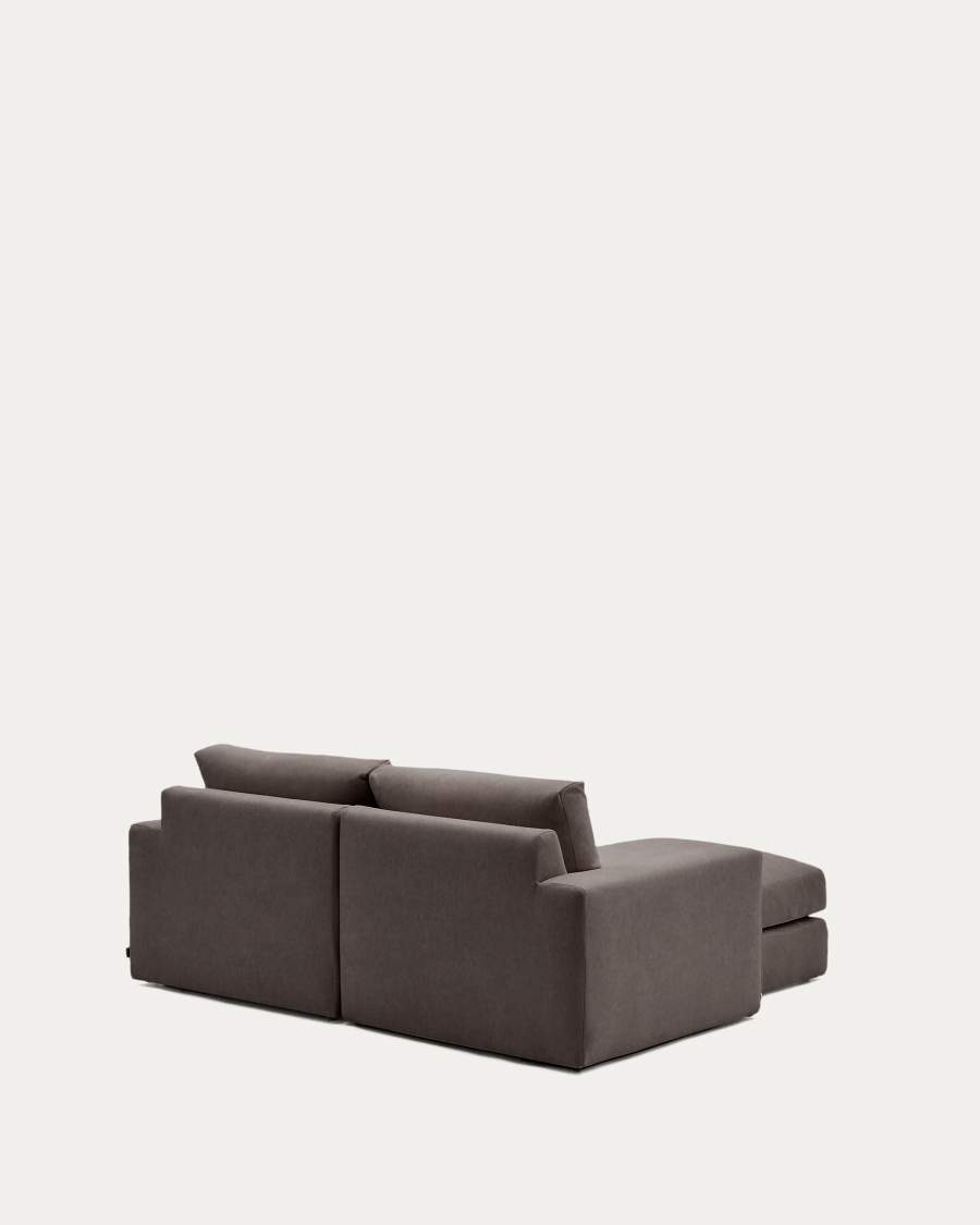 Alea removable cover modular sofa 3-seater in dark brown chenille left chaise longue 220 cm