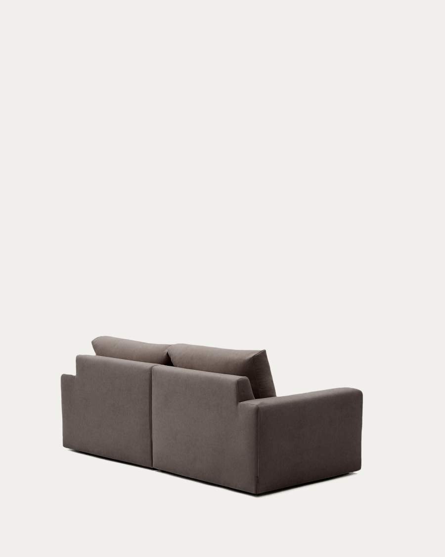 Alea removable cover modular sofa 3-seater in dark brown chenille 220 cm