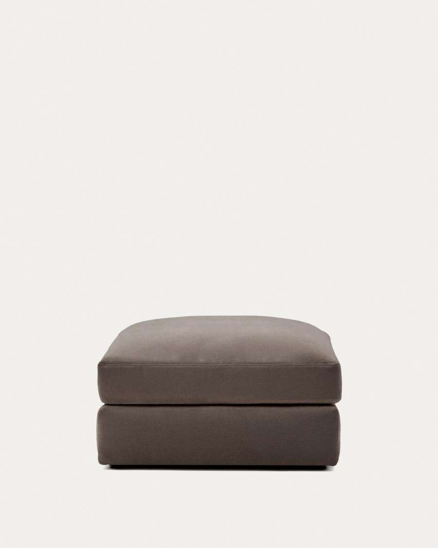 Alea removable cover footrest in dark brown chenille 90 x 90 cm