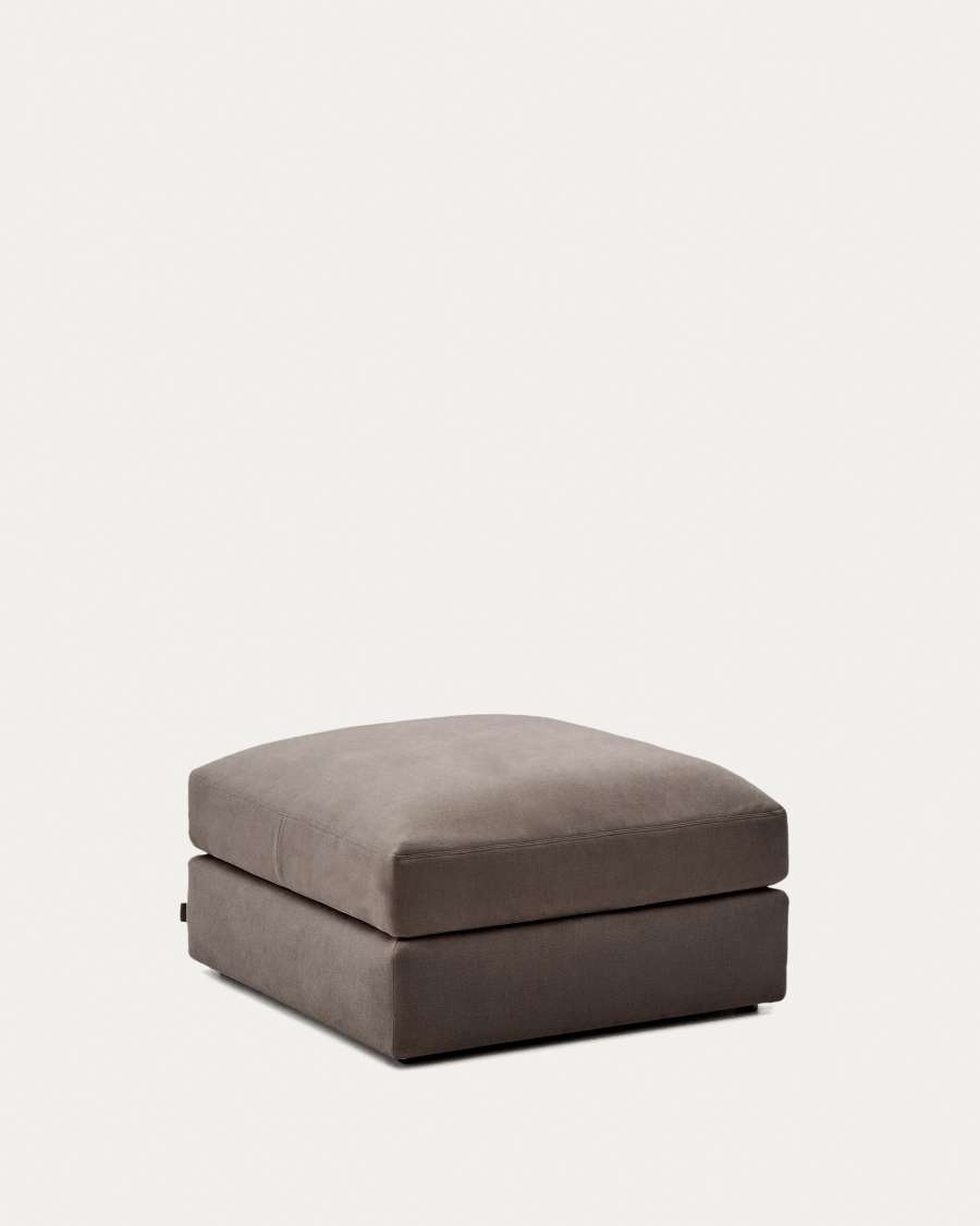 Alea removable cover footrest in dark brown chenille 90 x 90 cm