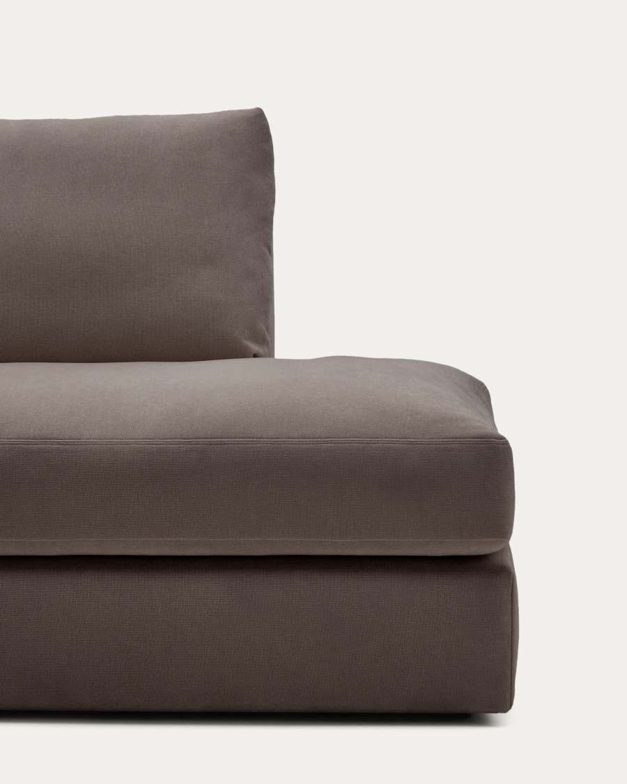 Alea removable cover modular sofa 5-seater in dark brown chenille left chaise longue 340 cm