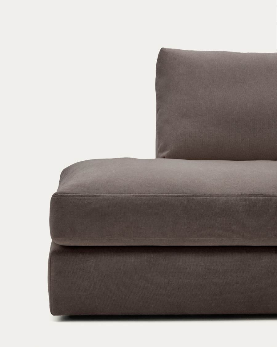Alea removable cover modular sofa 5-seater in dark brown chenille right chaise longue 340 cm