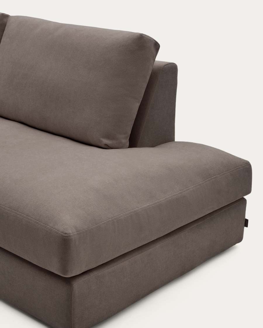 Alea removable cover modular sofa 5-seater in dark brown chenille left chaise longue 340 cm