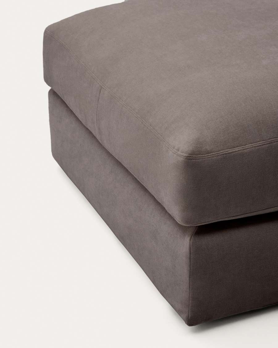 Alea removable cover footrest in dark brown chenille 90 x 90 cm